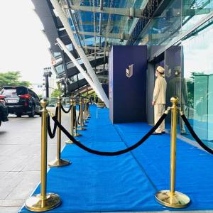 Gold VIP pole Stanchion with black rope